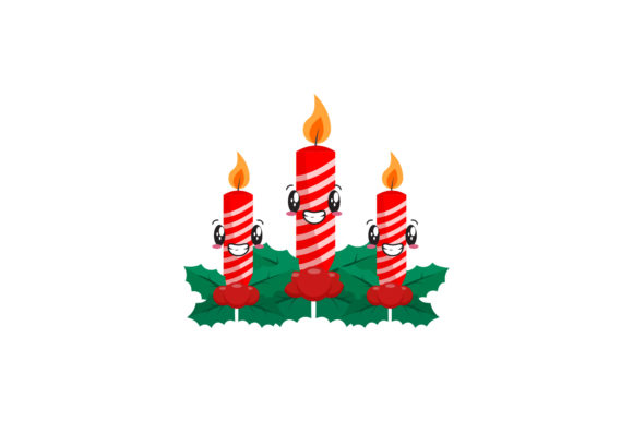 Christmas Cute Candle Vector Graphics & Illustrations