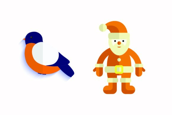 Christmas Decoration Sparrow Santa Graphics & Illustrations