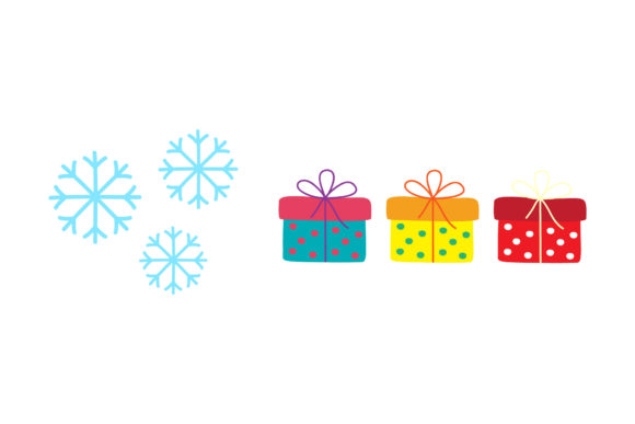 Christmas Gift Snow Set Vector: Graphics & Illustrations