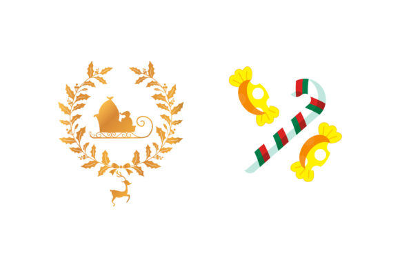 Christmas Logo Icon and Candy Asset Set Graphics