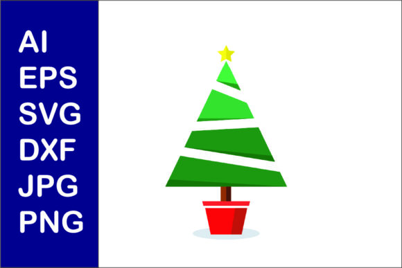 Christmas Tree Flat Illustration SVG 003 Graphics Review
