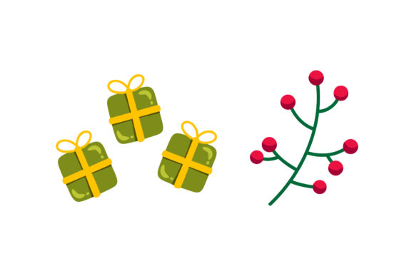 Gift Box and Mistletoe Christmas Set Graphics Review