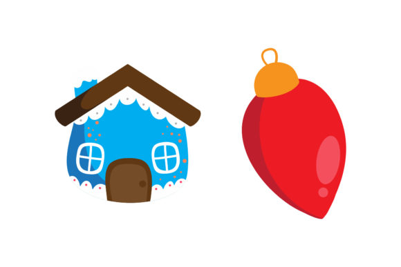 House and Ornament Christmas Set – Festive Graphics for Digital Sellers